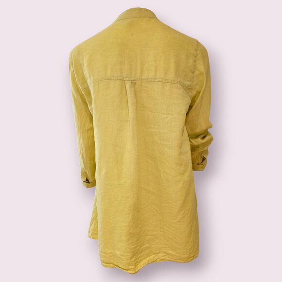 Eileen Fisher Linen Button Up Tunic Soft Yellow - Picture 2 of 4